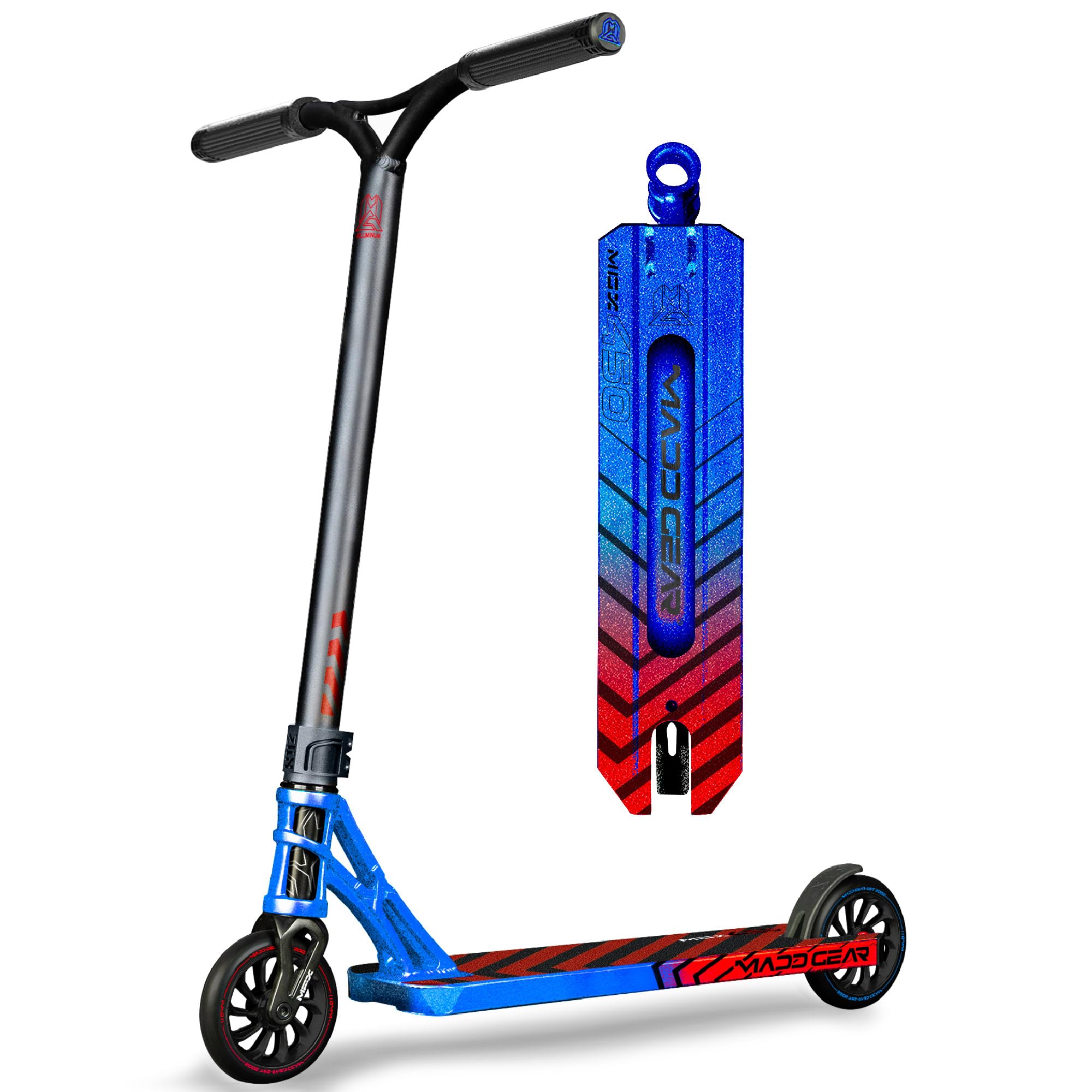 Madd Gear Origin 450 Pro Scooter for Kids Ages 5+ - Lightweight Alloy Deck - Aluminum Handlebar - Trick Scooter for All Skill Levels (Origin 450, Tensor)