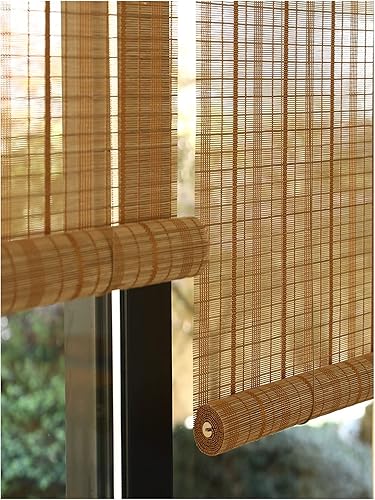 Cortina de bambú para balcón, persiana enrollable de bambú, persianas enrollables opacas térmicas, persianas romanas filtrantes de luz, persianas de
