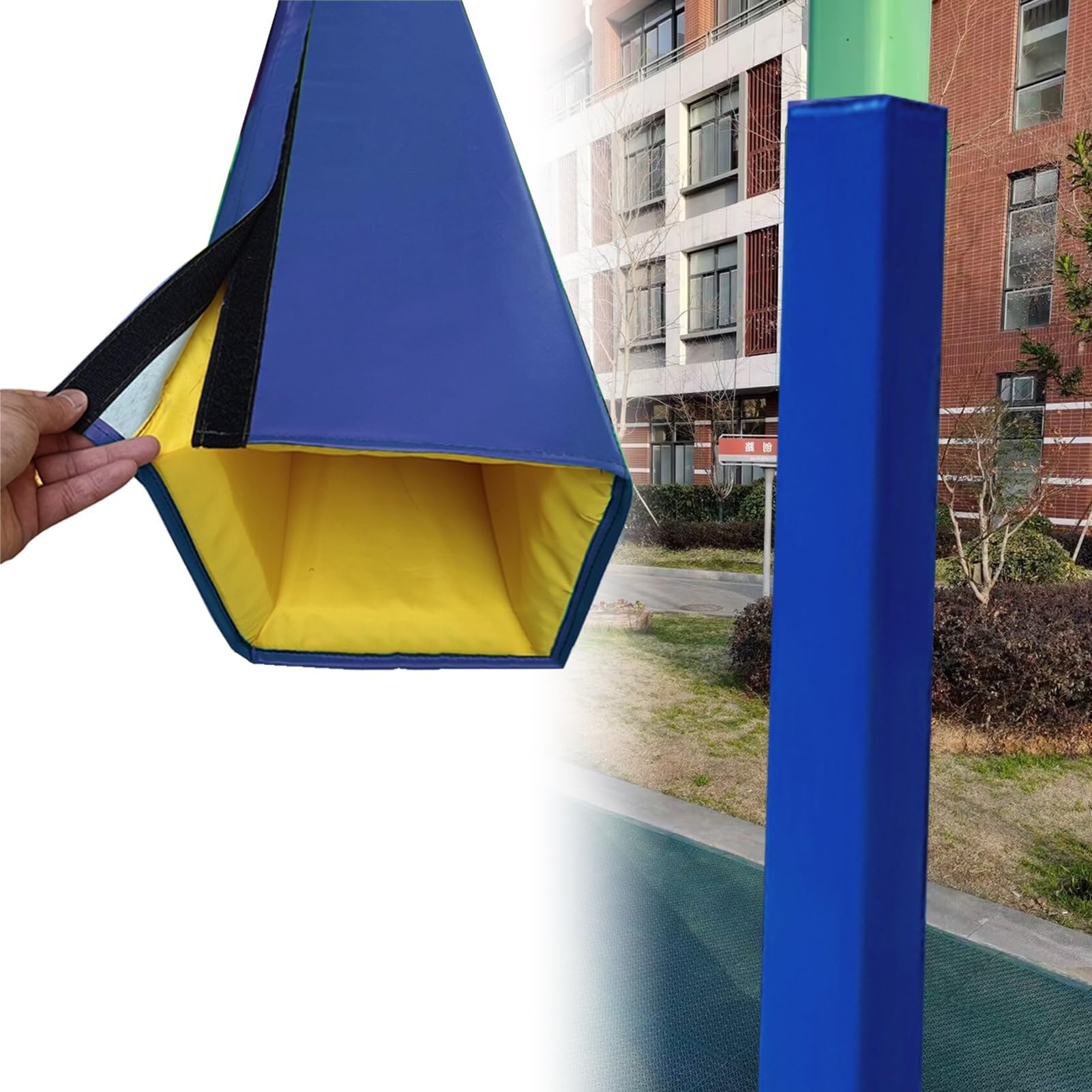 EXCLURA 6 feet Tall Column Cover Square Pole Protector, Basketball Pole Padding for Impact Absorption, All Weather Garage Pillar Mat Wrap Around(Blue,14x14/36x36cm)