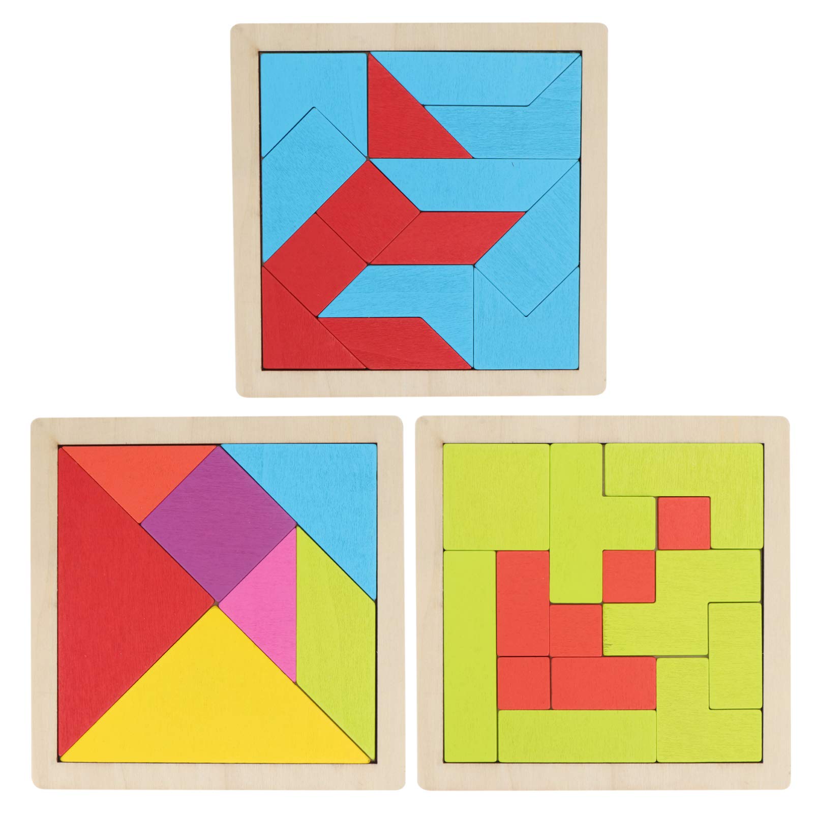 TOYANDONA Geometric Puzzle Tangram Puzzle Jigsaw Puzzle Shapes Puzzle Brain Teaser Toys Montessori Early Educational Toys for Children Toddlers Kids