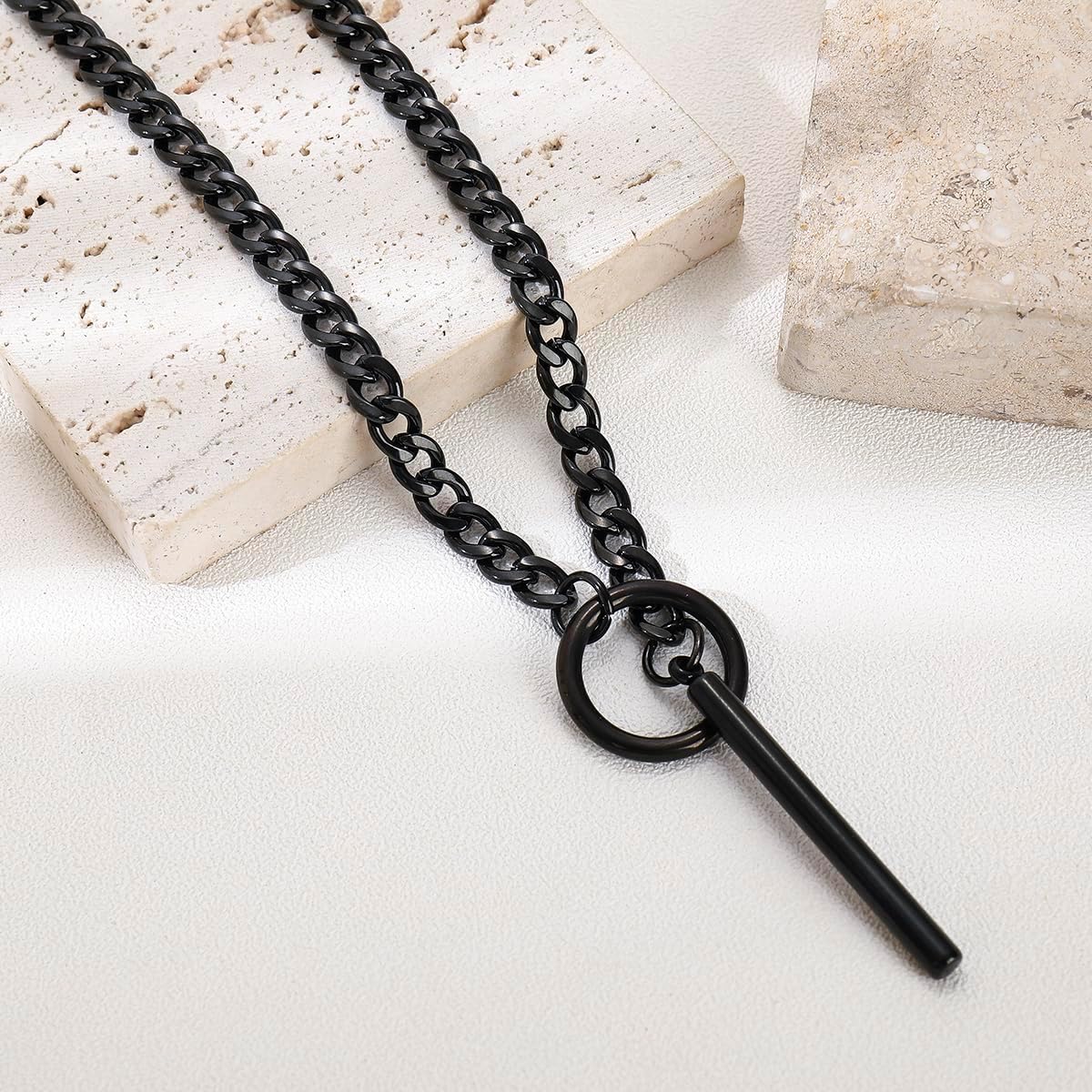 Heart O-ring Slip Chain Necklace For Women Punk Rock Stainless Steel Cuban Long Handmade Adjustable Lariat Y-Necklace Jewelry Gifts - Image 6