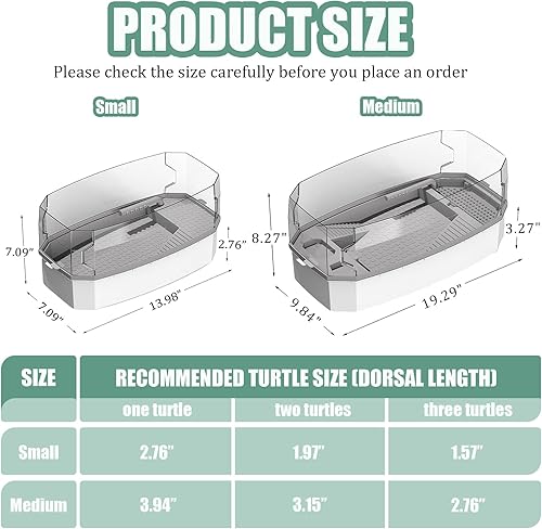 Miniatura 2 de VERABE Tanque de tortuga pequeño con tapa, acuario de tortuga de acrílico con bomba de agua, vista completa, hábitat de tortuga de reptiles, fácil