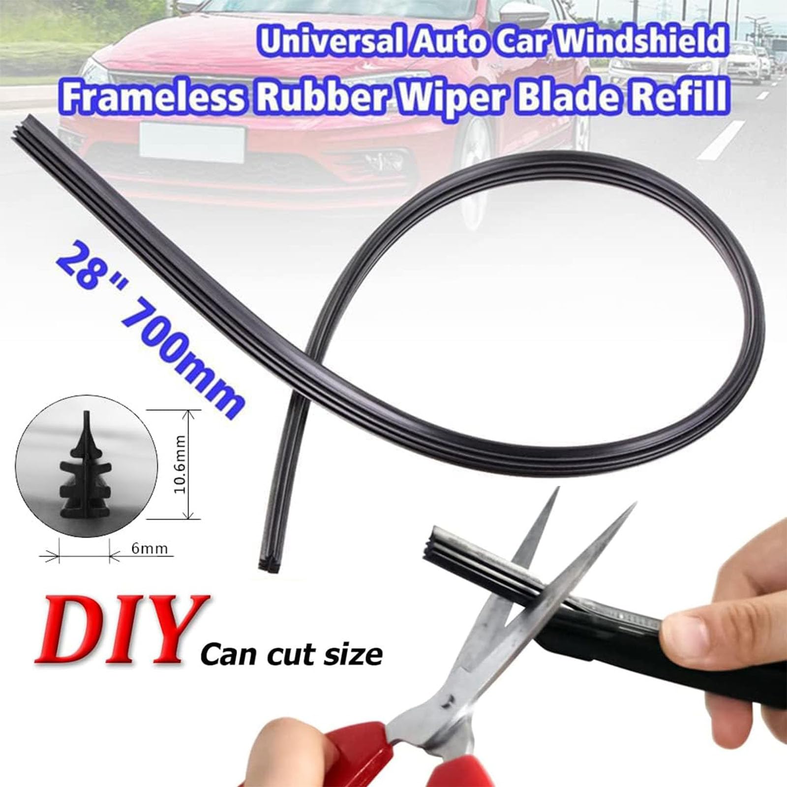BravOne 4-Pack Universal 26" Wiper Blade Refills - Rubber Strips For Frameless Wipers On Cars, Trucks & Vans - View #4
