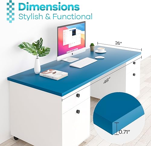Miniatura 340 de Kaboon Mesa universal de 45.67 x 23.62 pulgadas, escritorio sólido de una pieza, encimera de melamina reversible, escritorios dobles, escritorio en