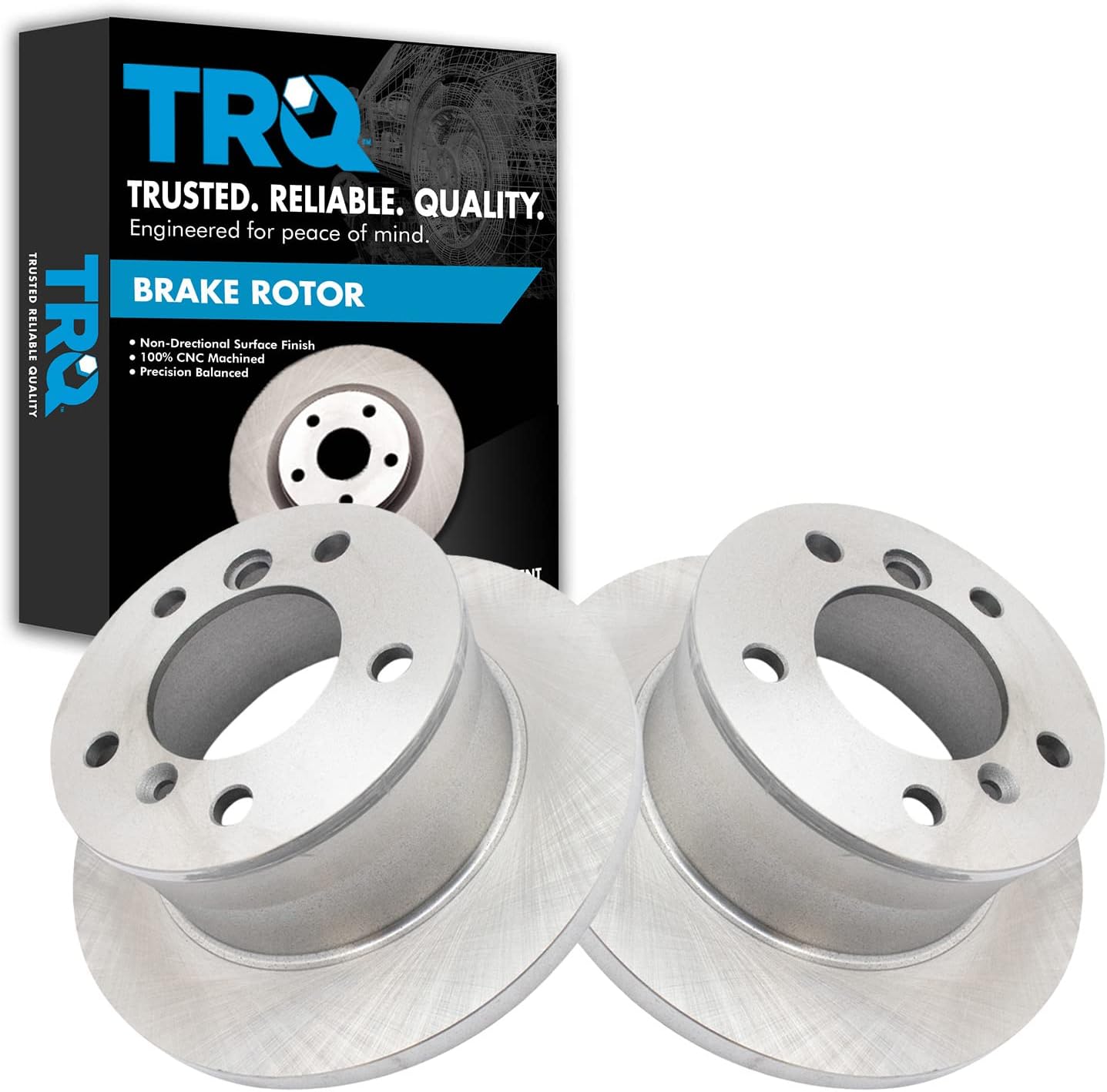 TRQ Rear Brake Rotors Set Solid Compatible with 2003-2006 Dodge Sprinter 2500 2003-2005 Sprinter 3500 2002-2006 Freightliner 2002-2005 2002-2008 Mercedes-Benz G500 2003-2010 G55 AMG 2009-2013 G550