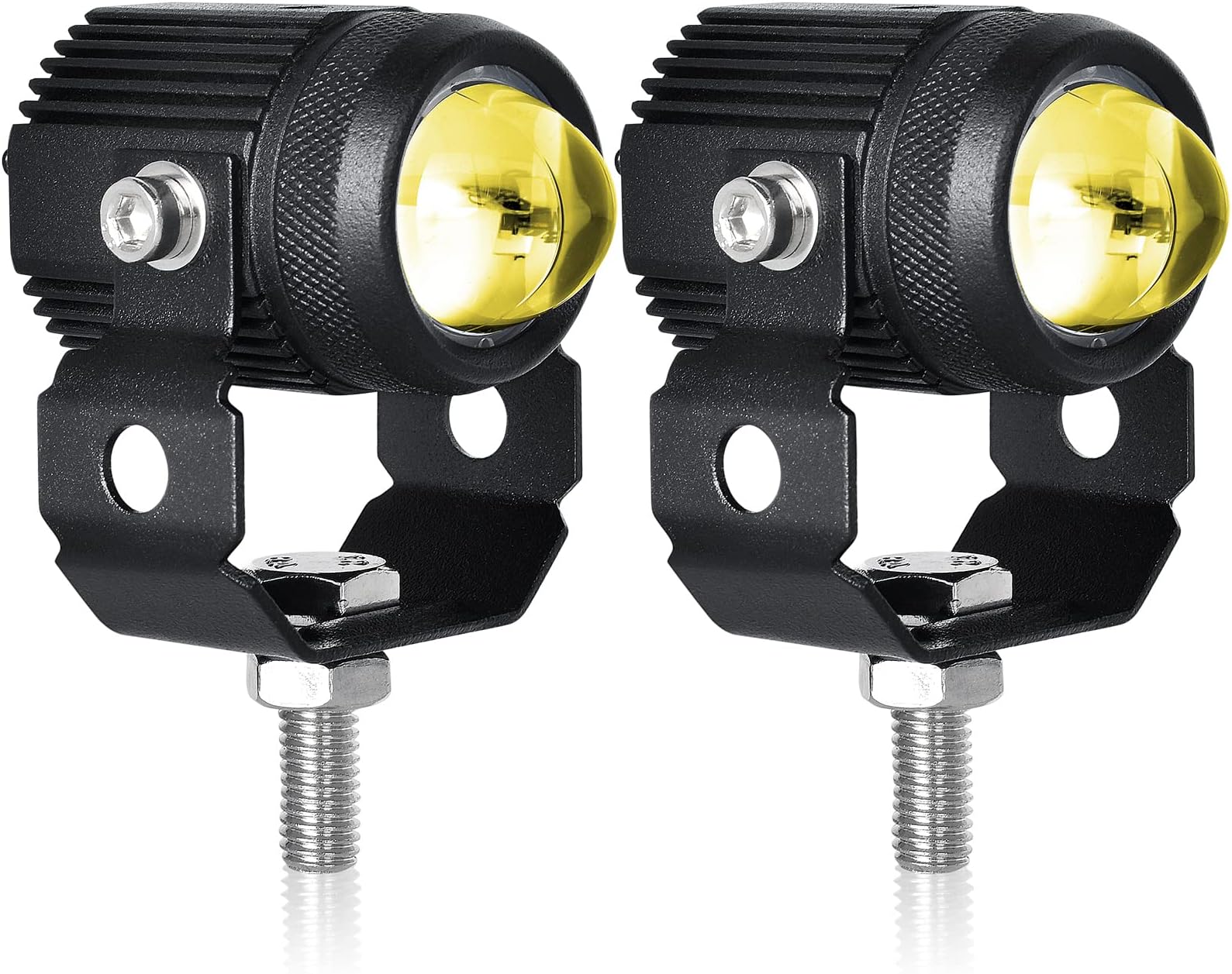 Nifeida Motorcycle LED Driving Light, 60W Universal Dual Color LED Fog Headlights High Low Beam Lamps, Amber White Auxiliary SpotLight for Motorcycle/Bike/Off Road/SUV/Boats/Trucks, 2 Packs
