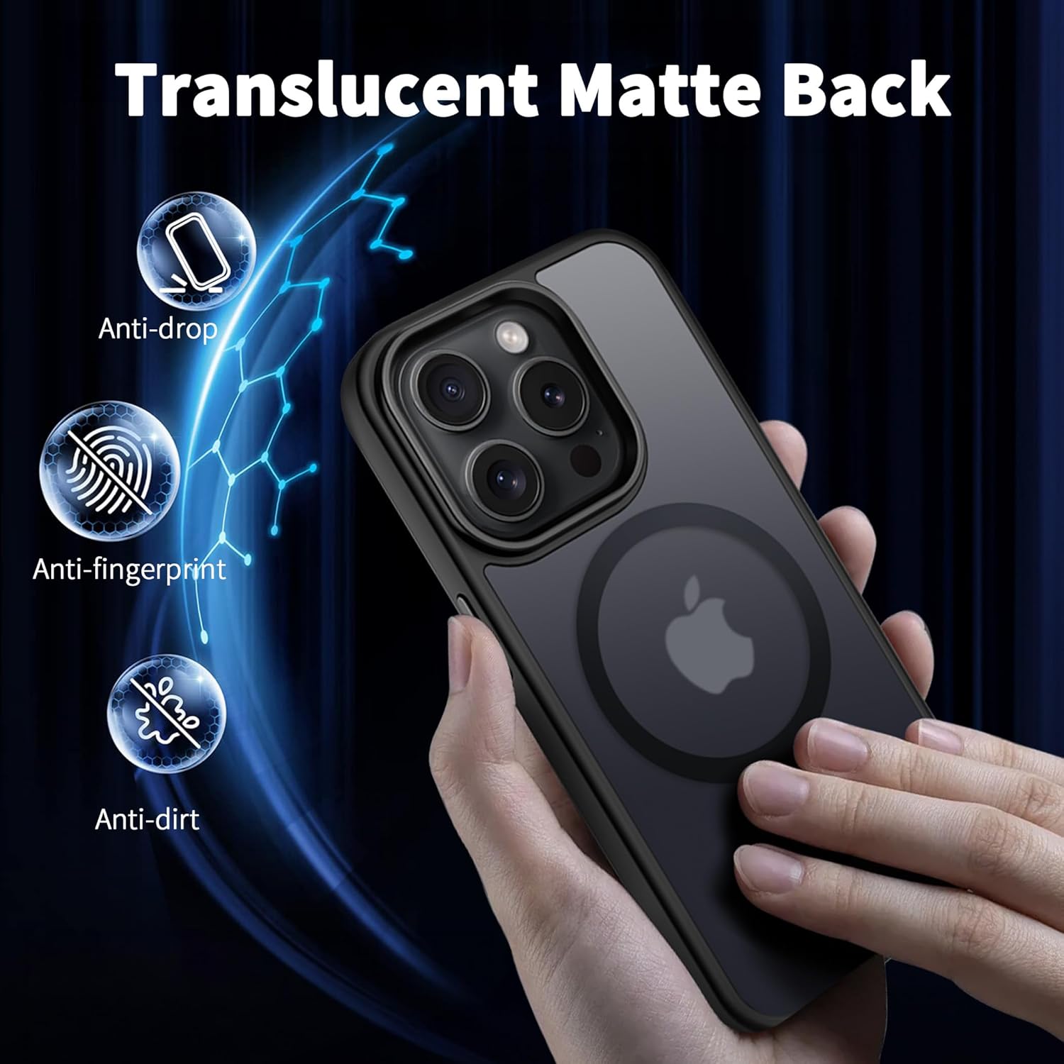 CACOE Magnetic Case for iPhone 15 Pro Max 2023 6.7 inch-Compatible with MagSafe & Magnetic Car Phone Mount,Anti-Fingerprint TPU Thin Phone Cases Cover Protective Shockproof Matte Black - Image 6