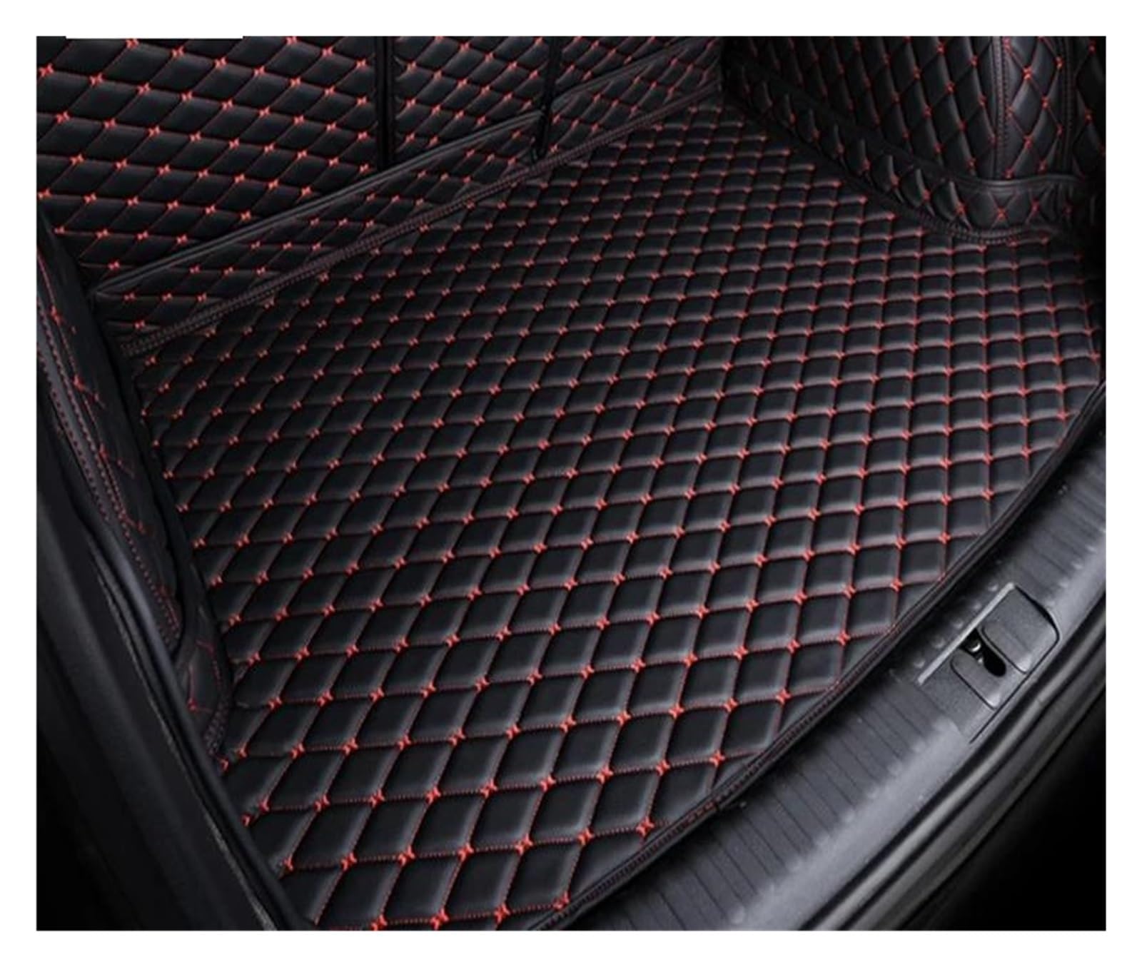 Tapis de coffre pour Porsche Cayenne et Macan en cuir étanche noir et rouge