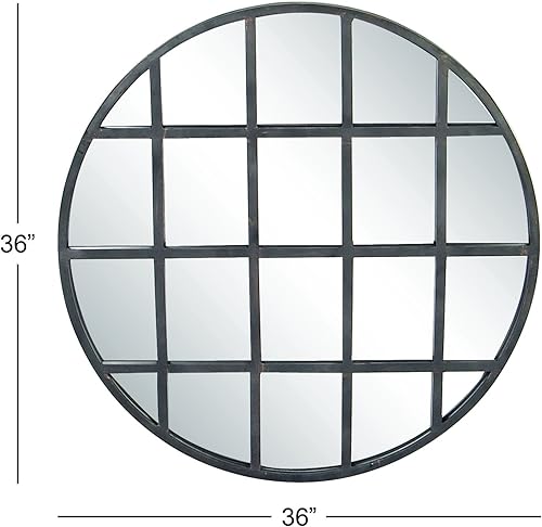 Miniatura 6 de CosmoLiving by Cosmopolitan Espejo de pared de metal para habitación, espejo de entrada con marco de rejilla, espejo montado en la pared 36 x 1 x 36