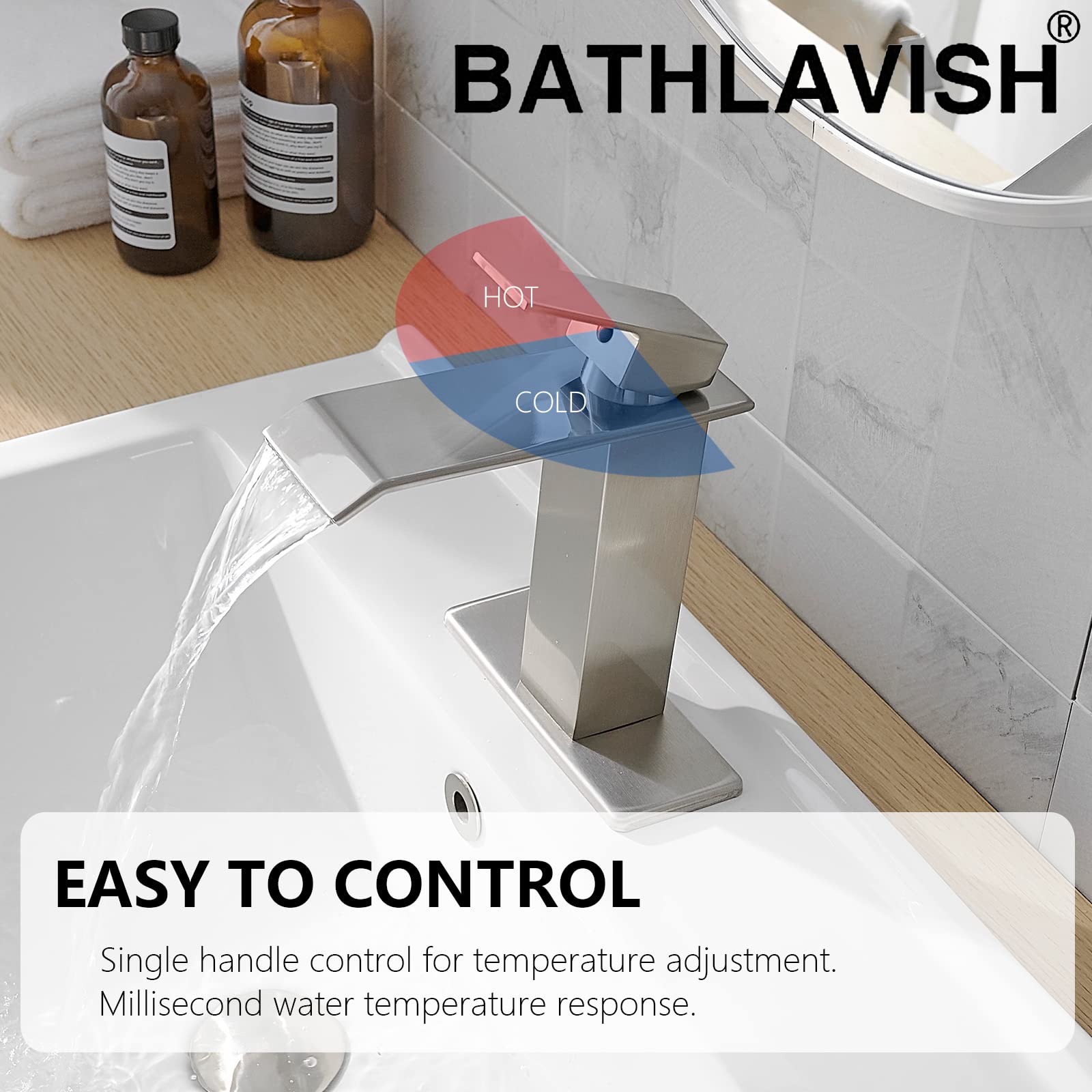 Badezimmer-Armatur Gebürstetes Nickel – Einloch-Waschtisch-Wasserhahn Mit Pop-Up-Ablauf