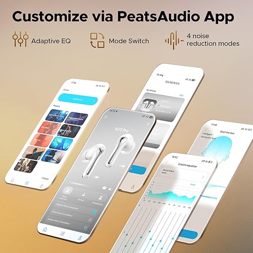 Miniatura 7 de SoundPEATS Auriculares inalámbricos Air5 Pro Hi-Res, LDAC y aptX sin pérdidas, controlador Hi-Fi de 0.394 in, sonido Snapdragon, ANC adaptativo,