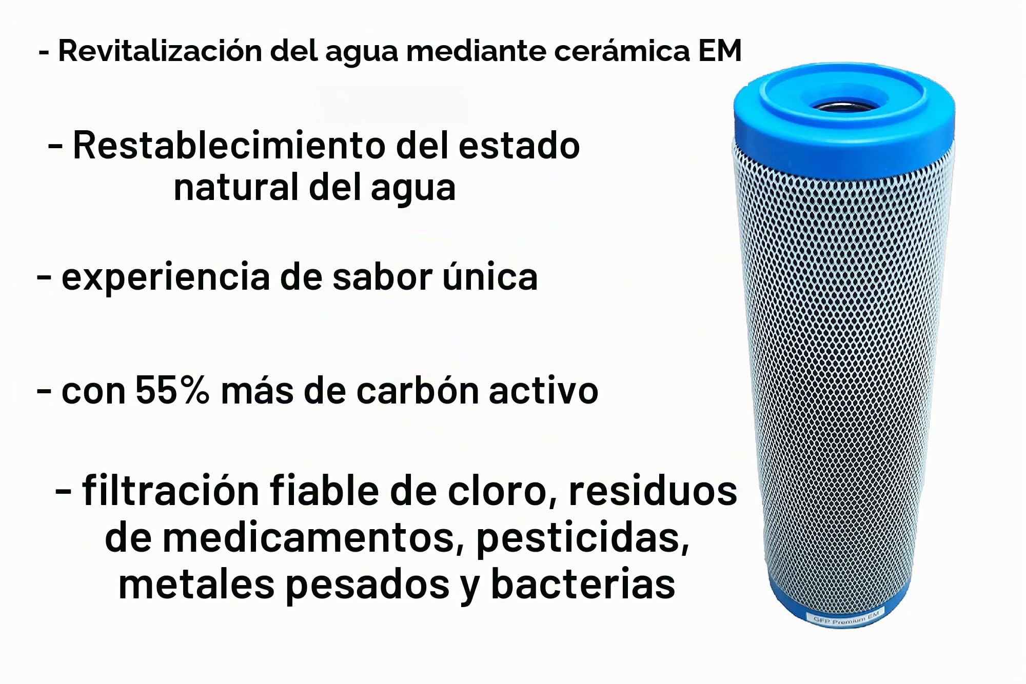 Filtro de agua Prime Inventions Filtro de agua GFP Premium EM 0,4 µ con carbón activado y cerámica EM