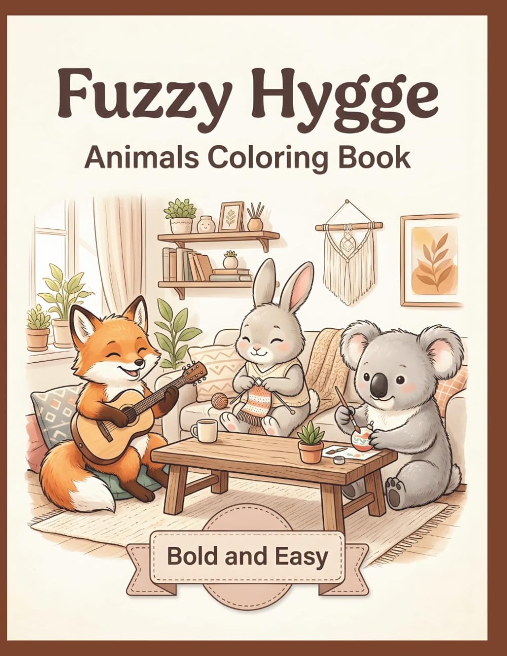 Cozy Fuzzy Hygge Animals Coloring Book: Bold and Easy Cute Animal Activity Pages for Teens and Adults,45+onesided designs,Book size 8.5"by11"