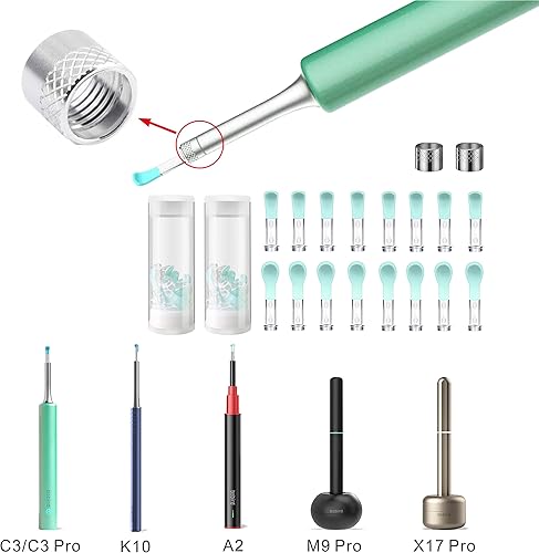 Miniatura 4 de Bebird Puntas de repuesto para oído, 16 piezas de silicona impermeable para endoscopio de eliminación de cera de oído, puntas de limpieza de oídos