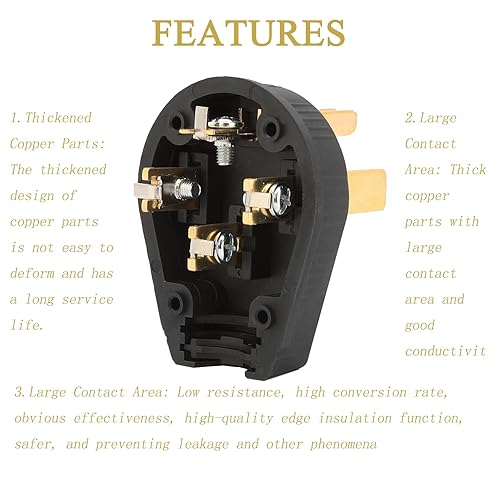 Miniatura 2 de Nema - Enchufe 14-30P de 125/250 voltios con 3 polos y 4 alambres de alta resistencia de grado industrial para secadora y rangos