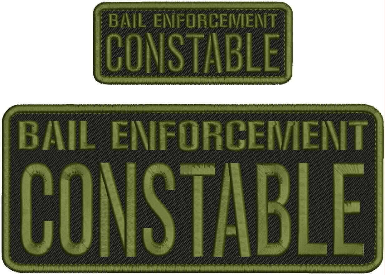 Special Patches for Velcro Patches for Uniform for B E Constable Embroidery Patch 4X10 & 2X5 Hook ON Back OD Green ON Black Model-Q-X989-1389