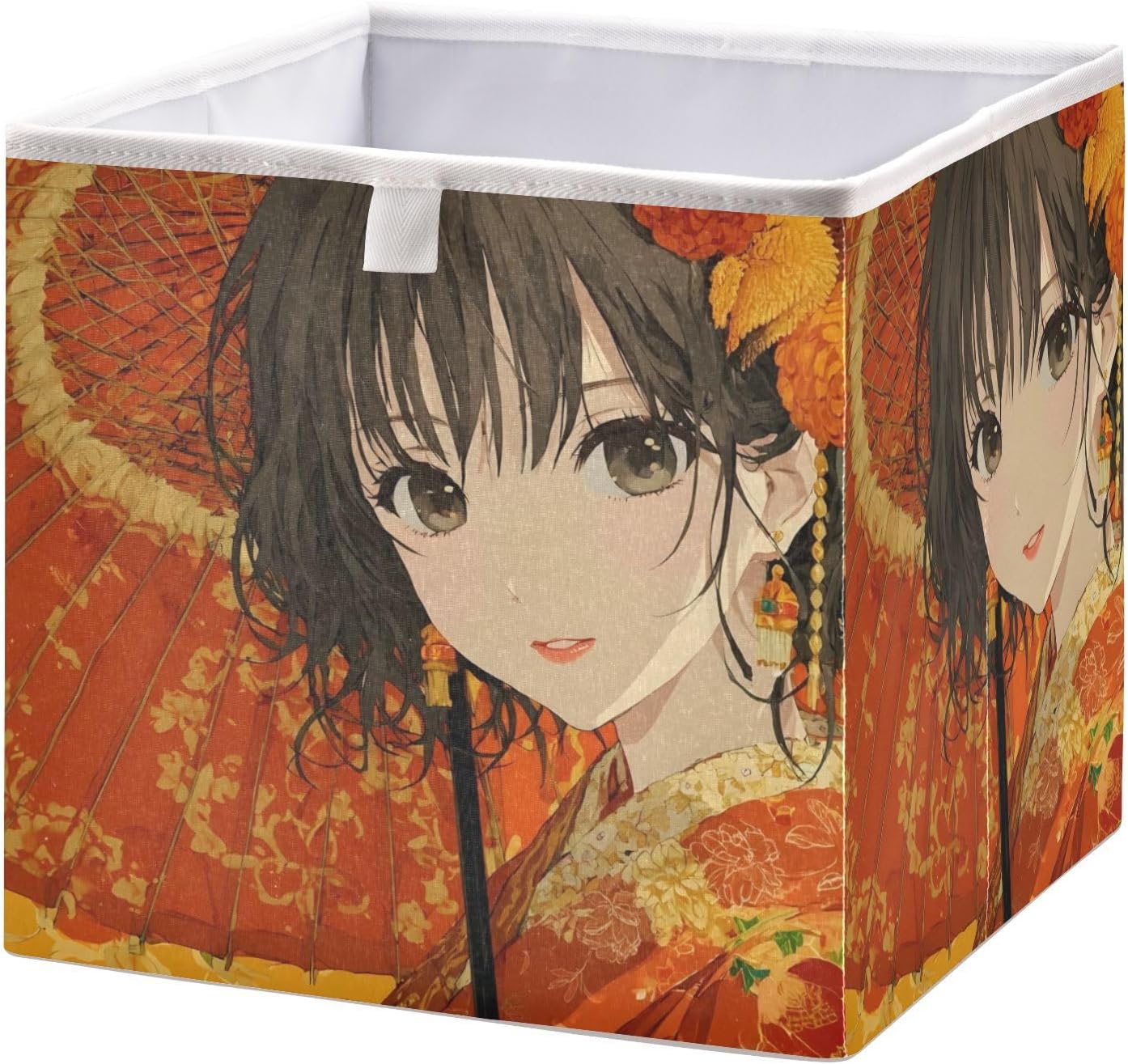 Samurai Anime Cute Foldable Storage Bins for Organizing - Organizer Cubes Boxes for Bedroom Clothing Storage Rectangular