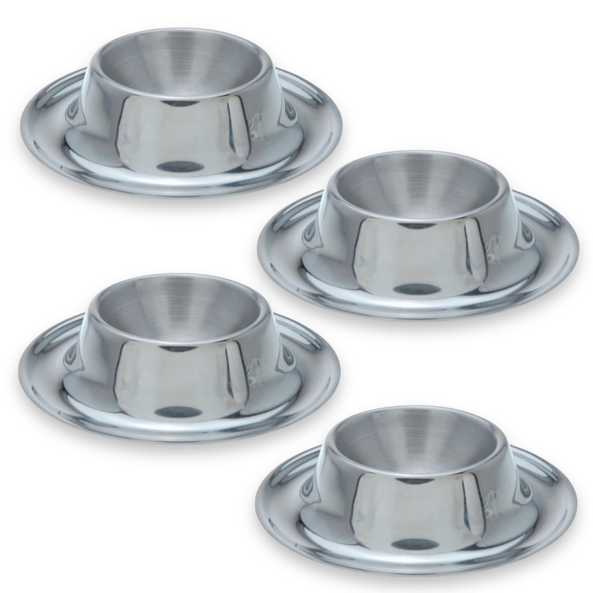 Coquetiers Acier Inoxydable MIJOMA - Lot De 4, Argent Mat | Incassables, Lavables, Empilables