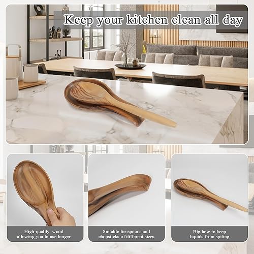 Miniatura 6 de Soporte para cuchara grande de madera de acacia, organizador de cuchara de cocina resistente al calor, soporte para utensilios de cocina, soporte