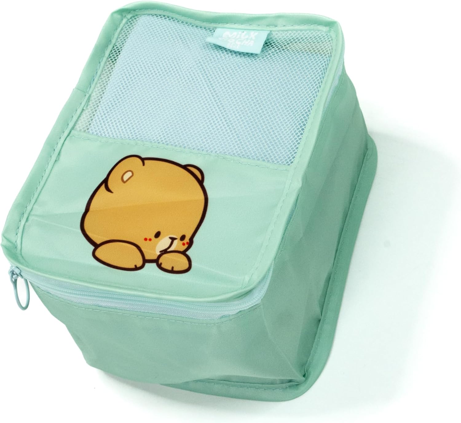 Milk and Mocha Travel Packing Cubes Set Authorized Milkmochabear Merchandise Pack of 4 Cute Adorable Multiple Sizes Polyester Storage Organizer for Luggage Suitcase Backpack Bags