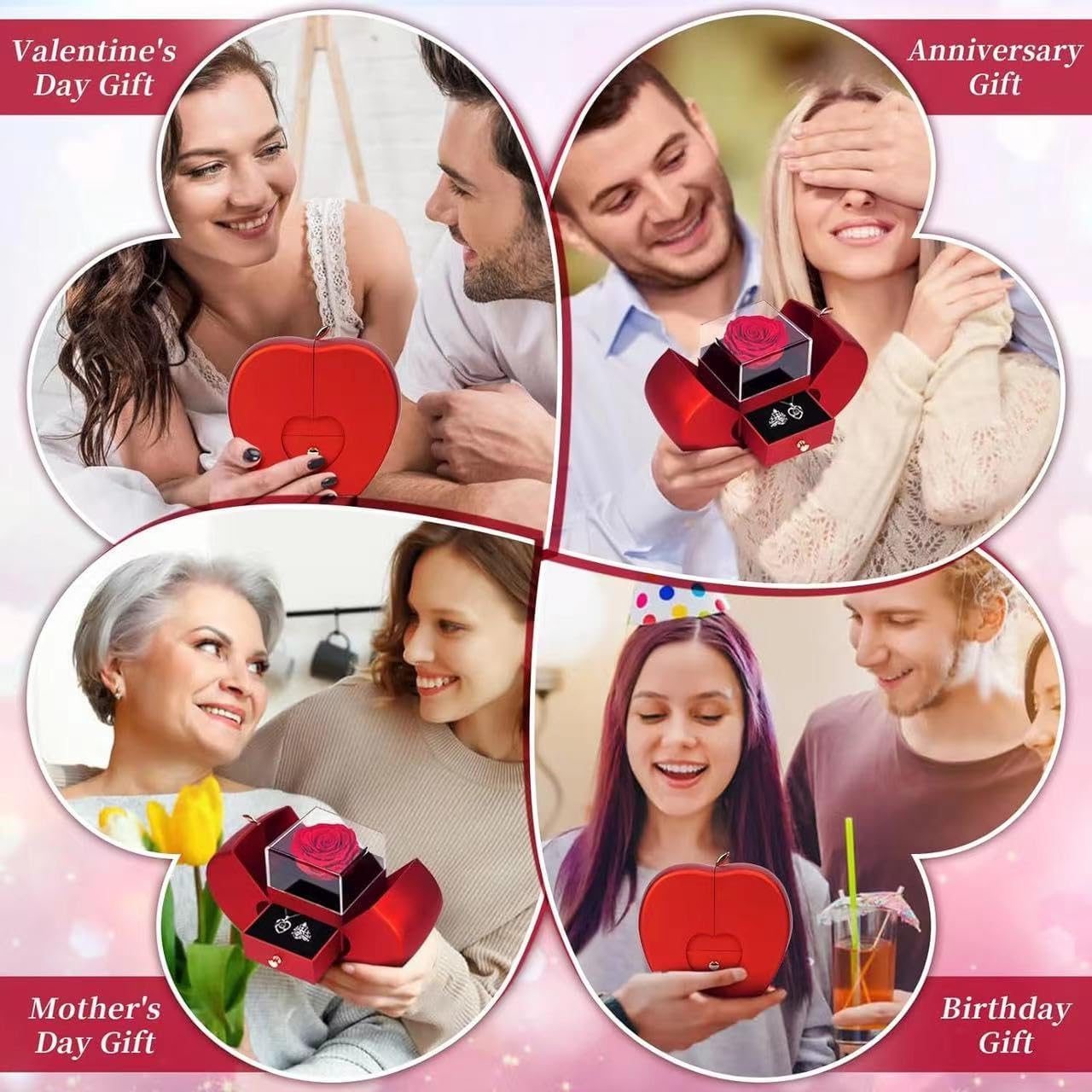 Eternal rose withheart necklace, forever rose Valentines Gifts for Her, birthday gifts for women gifts for women(christmas gifts) - Image 5