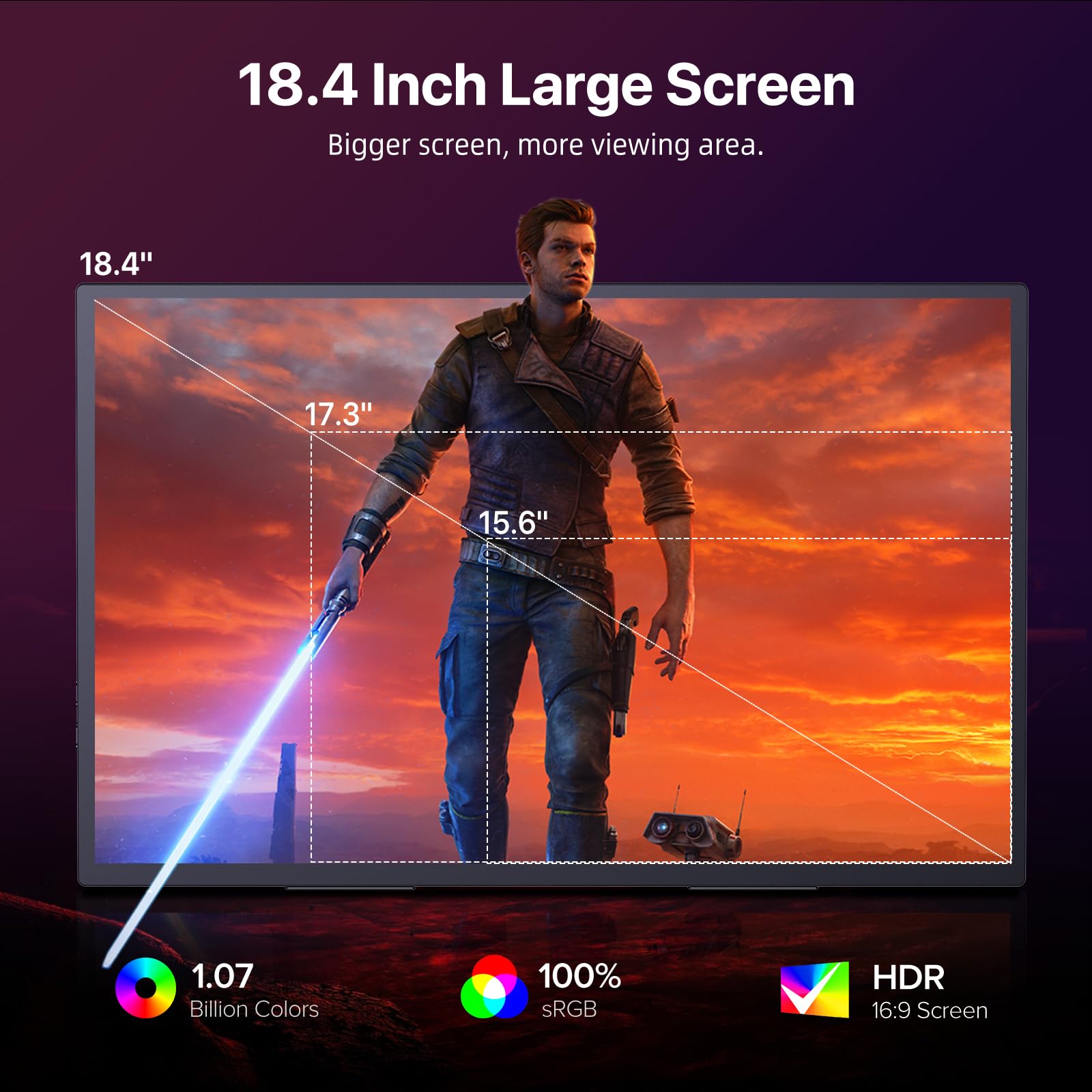 UPERFECT 18 Pollici 4K QLED Monitor Portatile con Schermo Opaco IPS Eye-Care UHD 3840 * 2160 Staffa Integrata USB C Mini HDMI per PC Laptop Xbo Switch PS4/5, Corpo in Metallo, Montabile VESA