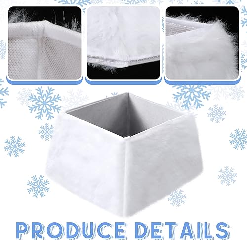 Miniatura 5 de Collar de árbol de Navidad, piel sintética, caja de árbol de Navidad, cubierta base, anillo cuadrado, falda de felpa blanca nevada para decoraciones