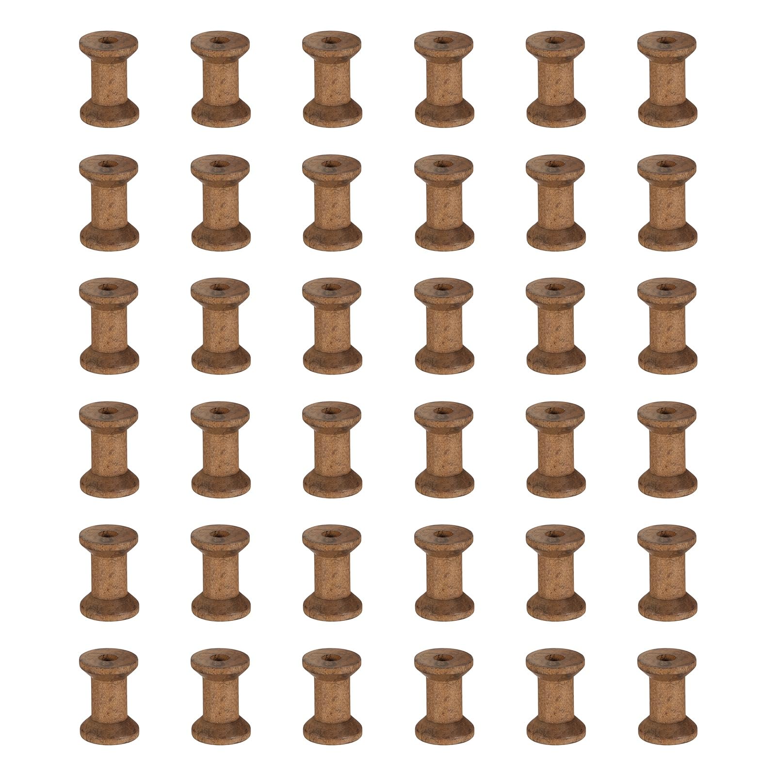 sourcing map 36 Pcs 2.0x3.0cm Small Empty Thread Spools, Camel Color Unfinished Wooden Spools Wire Weaving Bobbins, Wire Weaving Bobbins for Embroidery DIY Sewing Machines Cord Jewelry Chain