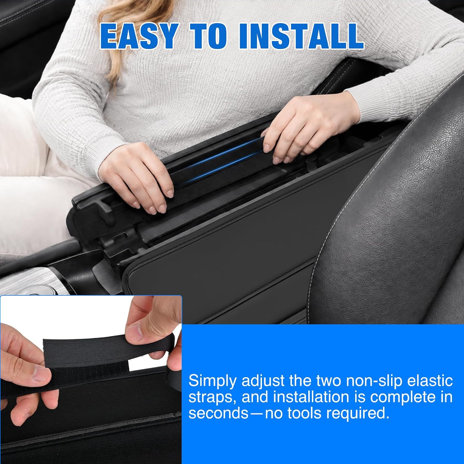 Nilight Center Console Cover Fit for Nissan Rogue 2021 2022 2023 2024 2025 2026 Accessories Middle Armrest Cover for Car Waterproof Leather Arm Rest Cushion Pad with Side Storage Pocket, Black