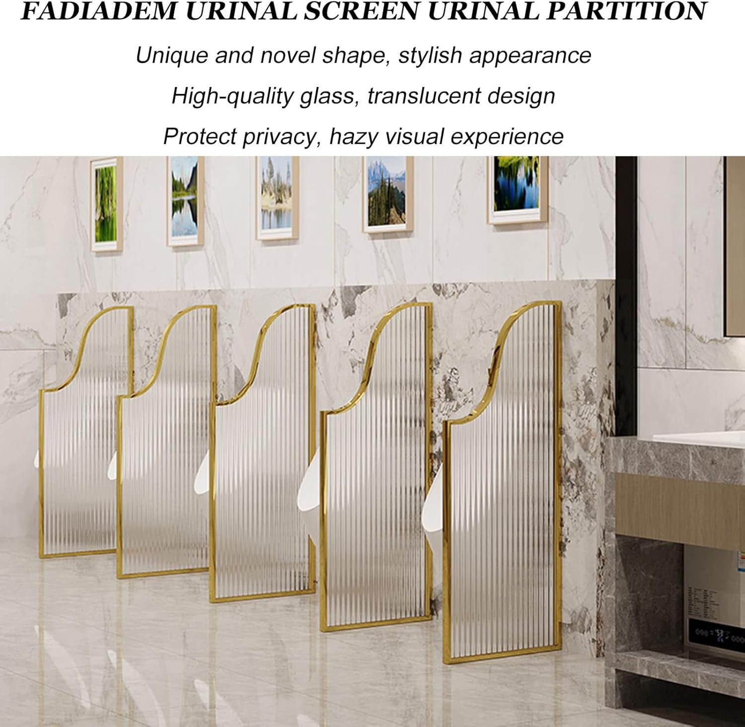 Urinal Separation Screen Bathroom Wall, Urinal Wall Mounted Urinal Privacy Screen for Men, Suitable for Privacy Walls in Hotels/Bars (White 2 Piece)