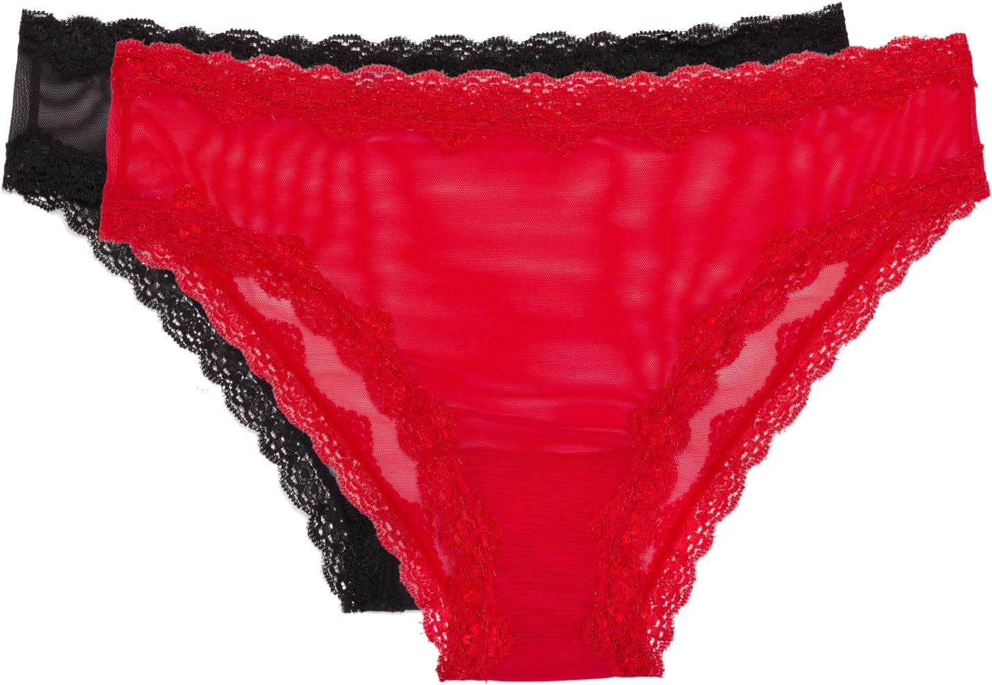 Smart & Sexy Women's Lace Trim & Mesh Panty 2 Packs Sexy Thongs & Cheeky Bikinis