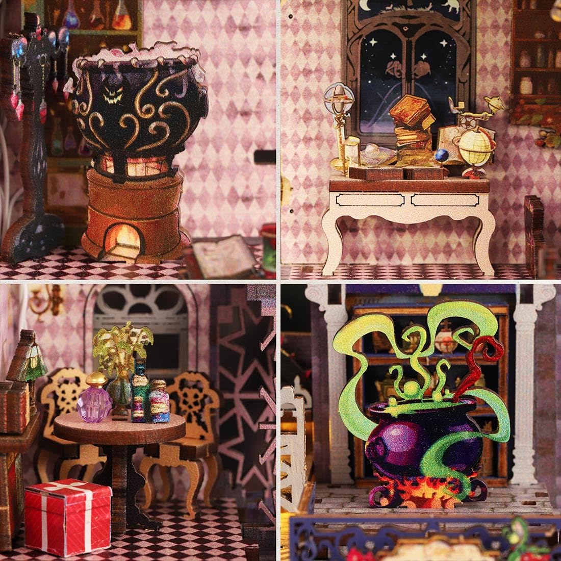 300+ pezzi DIY Magic Castle Modellino casetta puzzle in legno 3D | Regalo per Natale, Halloween, compleanno, decorazione fatta a mano per gli amanti del fai da te, decorazione creativa