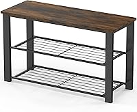 Vista 9 de Simple Houseware Banco de almacenamiento de zapatos con tapa de madera para entrada, marrón oscuro