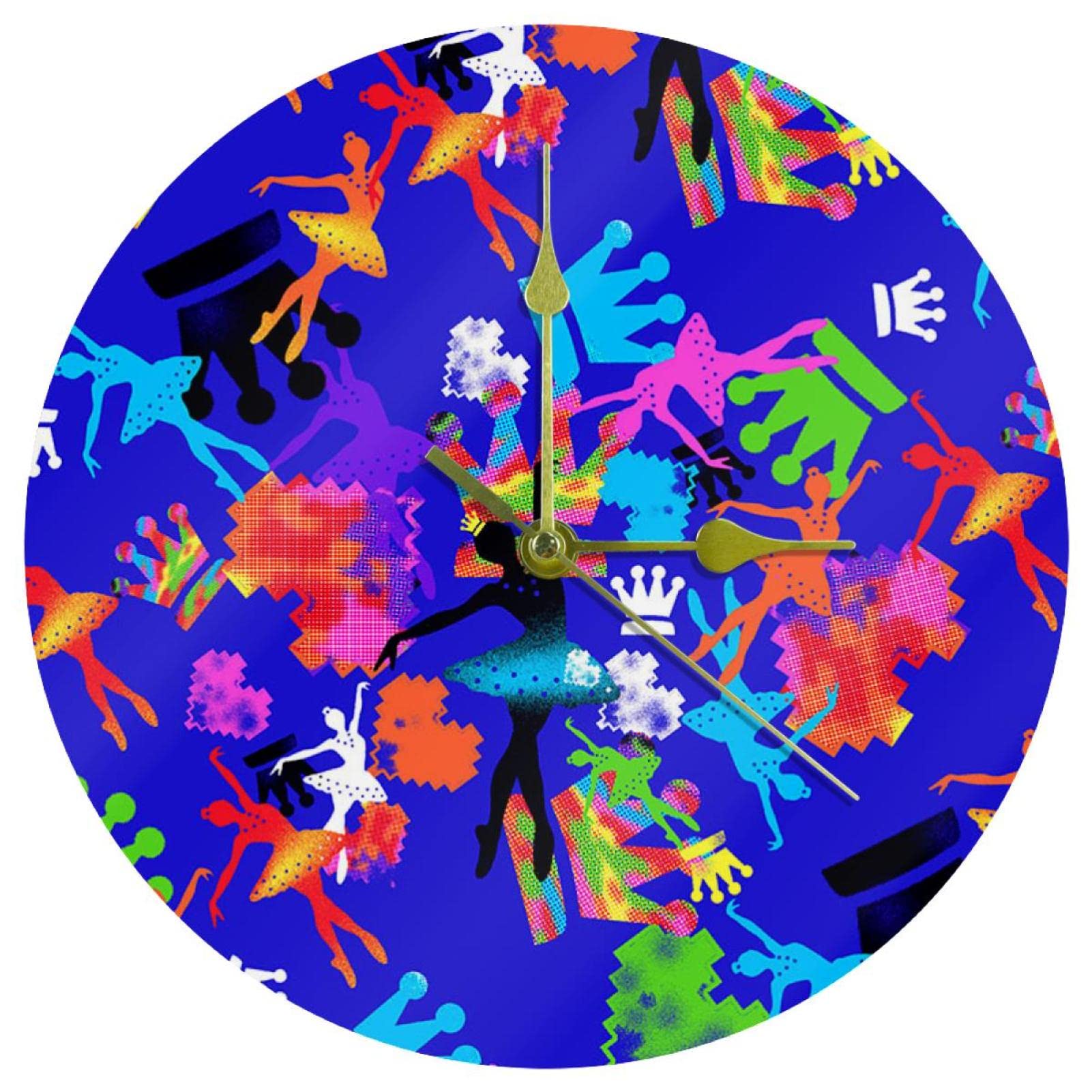 Horloge murale décoration chambre fille avec motifs couronne et cœur en acrylique