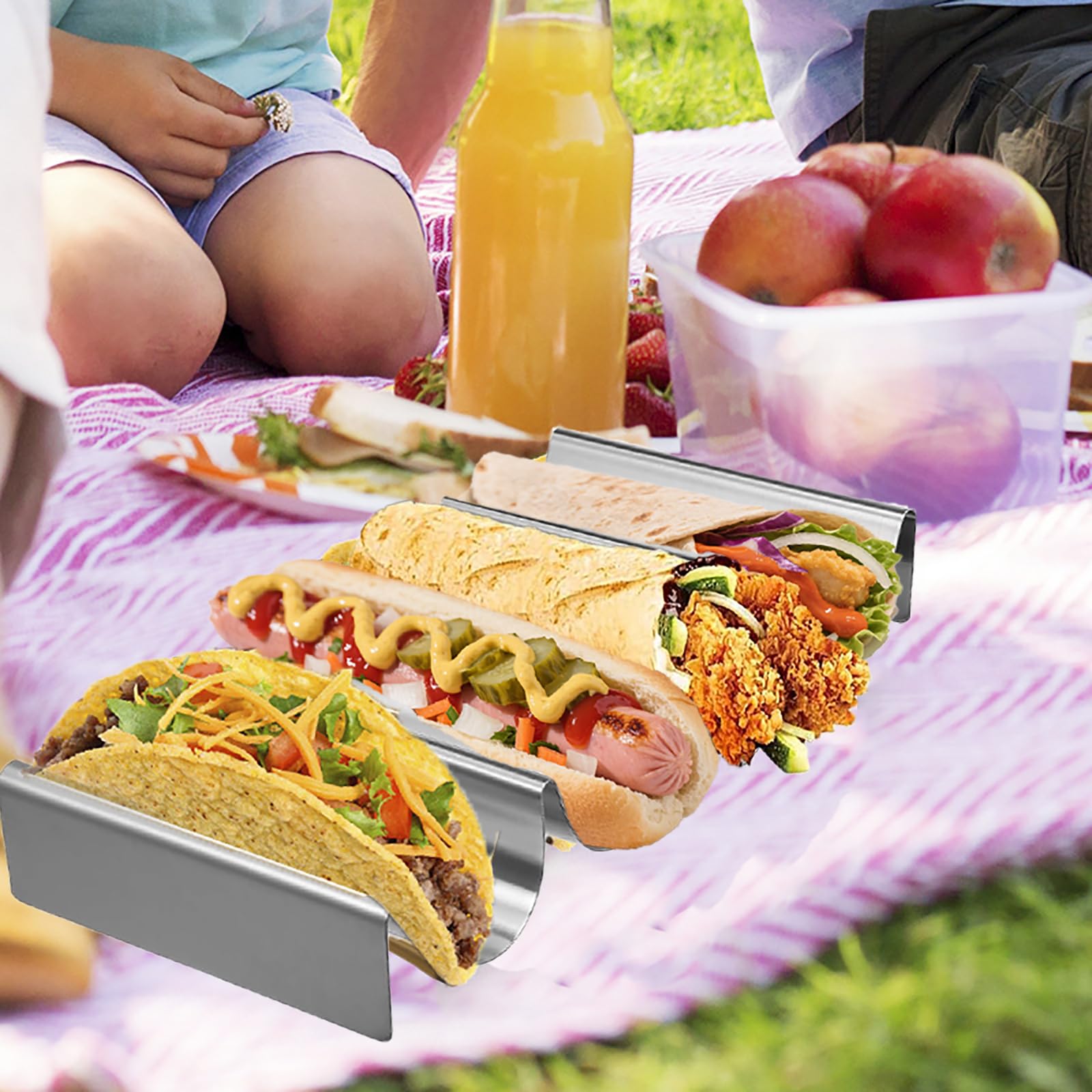 Support Tacos Et Hot-Dogs En Acier Inoxydable - 2 Pièces U Shape - Porte 4 Tacos, Idéal Four Et Lave-Vaisselle - Pratique Pour Apéro Et Fêtes