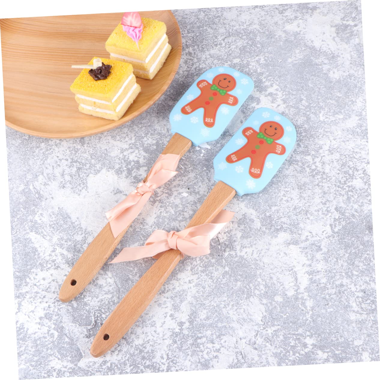 ABOOFAN 6 Stück Weihnachtlicher Silikon Spatel mit Holzgriff Festliche Butter und Cremeschaber Flexible Küchenhelfer für Backen Dekorieren und Teigschaben als und Küchenaccessoire
