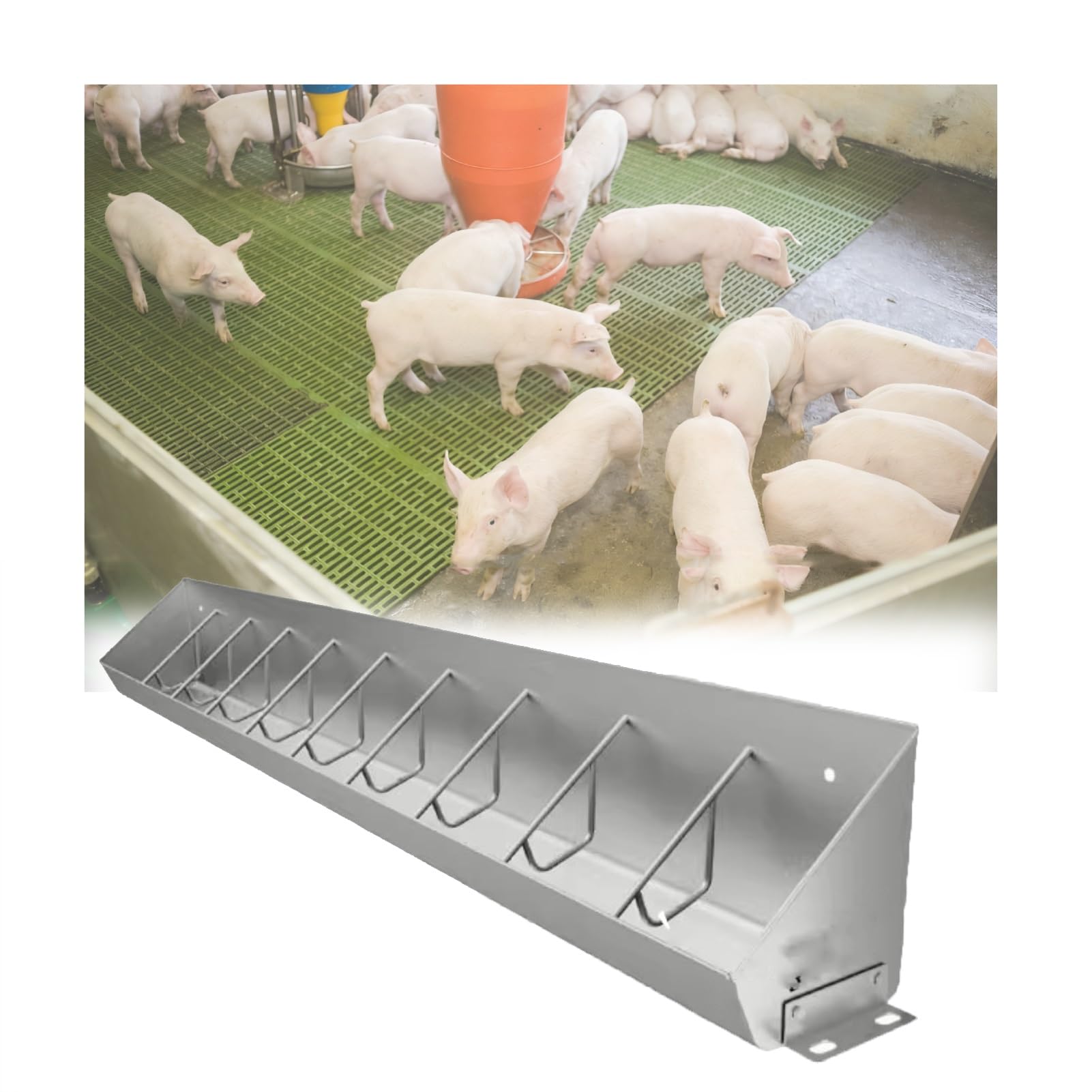Comedero de acero inoxidable para ganado, comedero de heno de gran capacidad con diseño de valla separada para granjas porcinas y gallineros