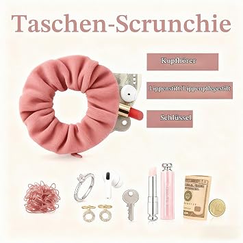 Amazleer Pack of 3 Hair Bobbles with Secret Compartment Hair Bobbles for Women Travel Gadgets Hair Scrunchies with Zip for Hiding Travel Accessories Money Hiding Travel (Multi-Colour)