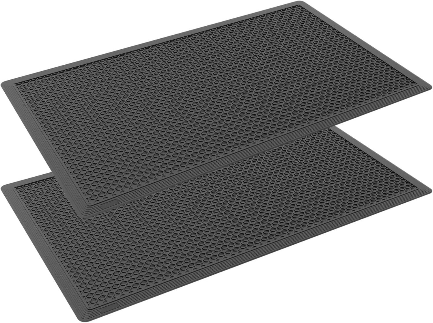 Rubber Scraper Floor Mat 60”x36” 2 Pack - Heavy Duty Outdoor Mats for Garage, Entryway, Door, Mudroom, Boot Tray - All-Weather & Easy Clean