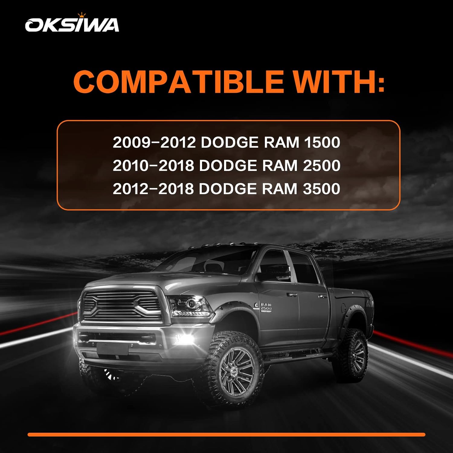 OKSIWA LED Fog Lights for Dodge Ram 1500 2009-2012,Dodge Ram 2500 2010-2018,Dodge Ram 3500 2012-2018,Plug and Play Front Bumper Fog Lamps Replacement, Weatherproof