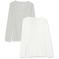 Amazon Essentials Donna Slim -Fit A Maniche Lunghe A Maniche Lunghe A V a Costine