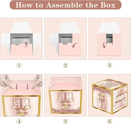 Miniatura 6 de Guiruiy 3 cajas de decoración de cumpleaños número 30 para mujer, cajas de globos de cumpleaños de 30 años rosa dorado rosa para suministros de
