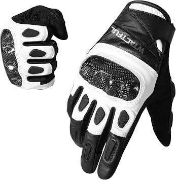 WTACTFUL Goatskin Leather Carbon Knuckle Motorcycle Gloves for Ultimate Protection and Comfort