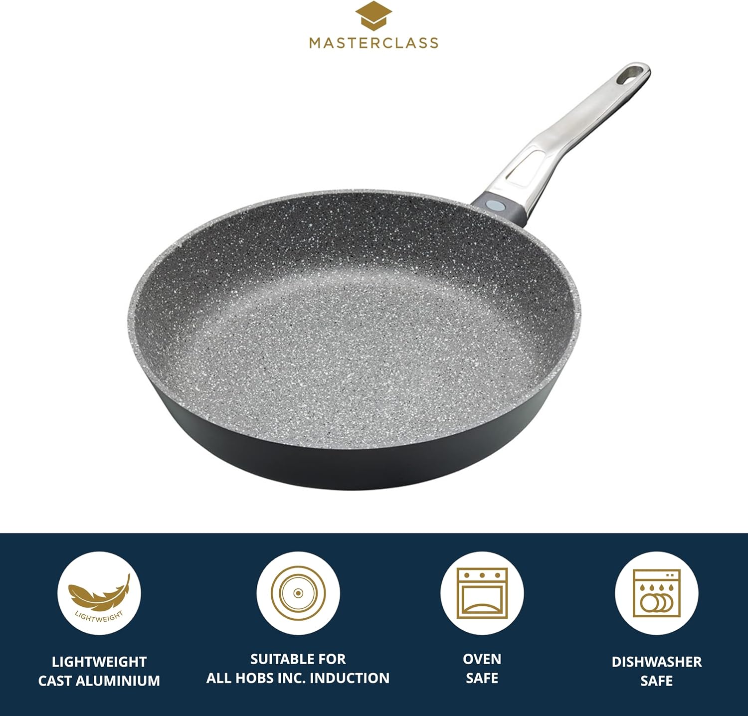 MasterClass Master Class Cast Aluminium Induction-Safe Non-Stick Frying Pan, 28 cm (11"), Grey