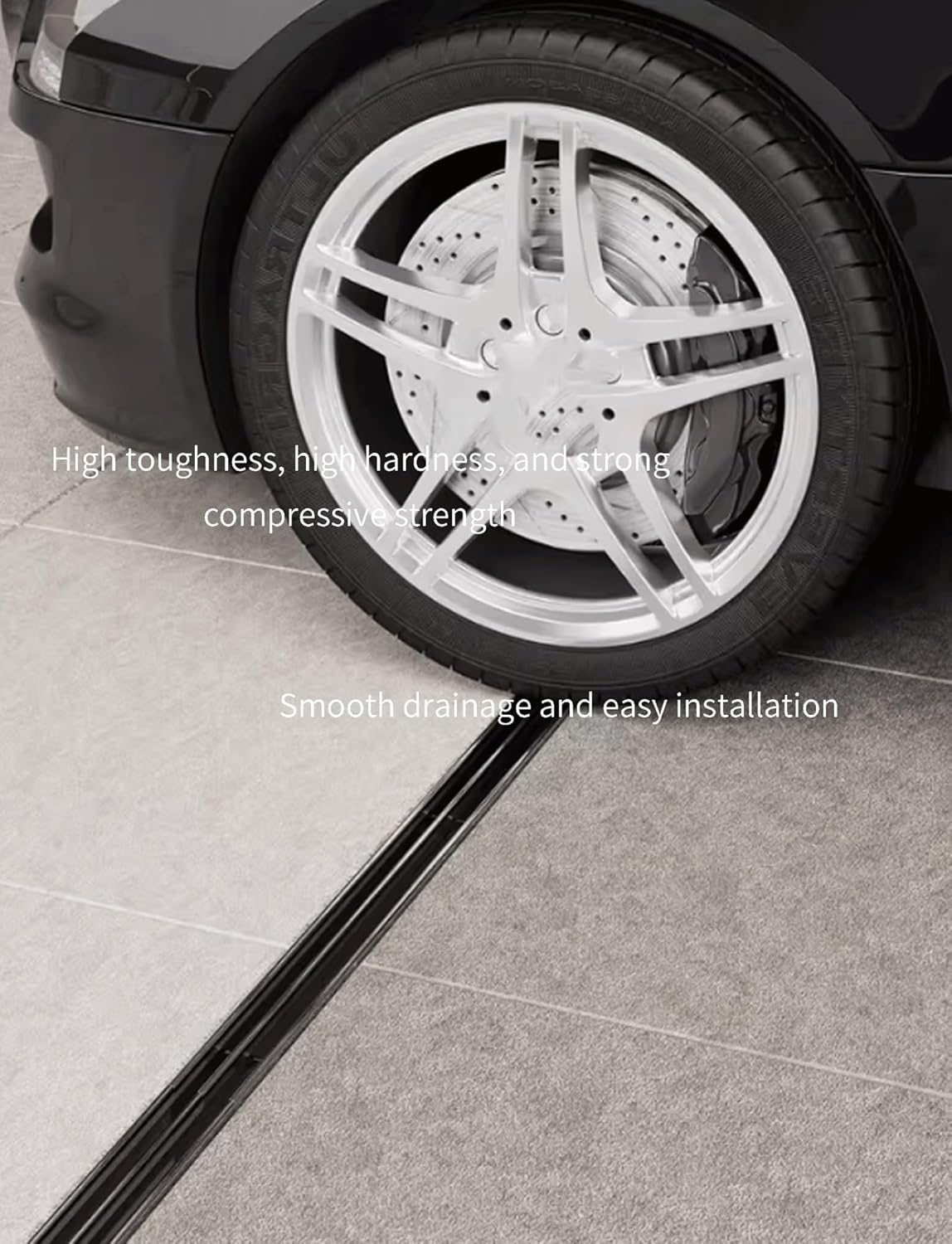 Stainless Steel Floor Drain Grate, 100cm Long Grating Grille with Frame, Driveway Sewer Cover Plate