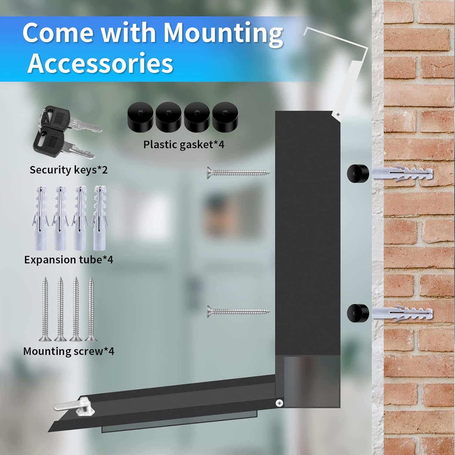 Locking Wall-Mount Mailbox, Large Capacity Rust Resistant Mail Box, Security Key Drop Mailboxes for Outside with Newspaper Holder, Gray and Black