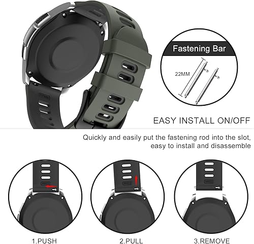 Miniatura 5 de ISABAKE Correa de reloj Garmin de silicona suave para Garmin Vivoactive 3/Samsung Galaxy Active 2/Garmin Forerunner 245/245 Music 645/Forerunner 645