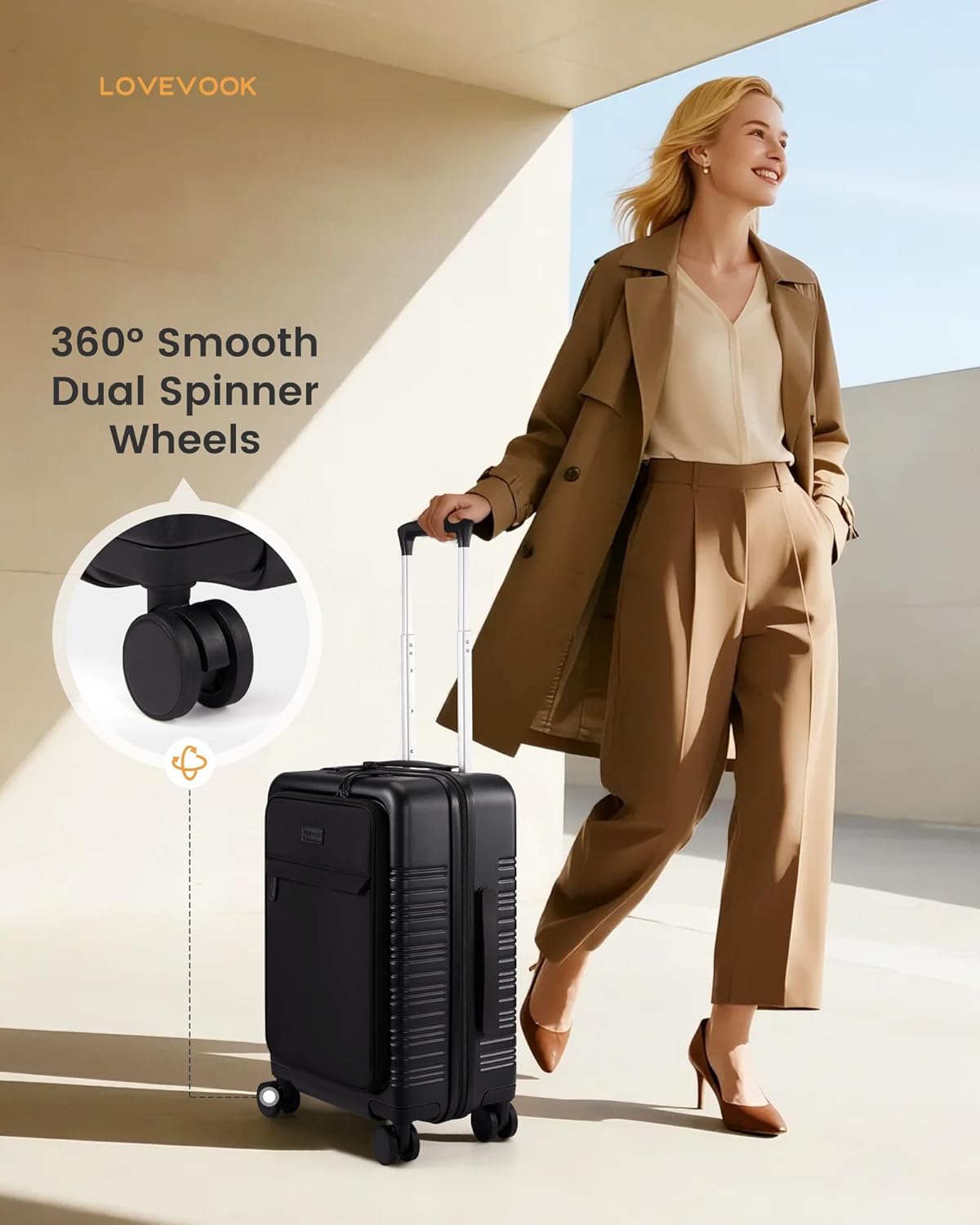 LOVEVOOK Carry On Luggage Airline Approved, Suitcases with Spinner Wheels, Lightweight Carry-on Suitcase with TSA Lock for Women Men, Large Luggage for Travel Business Trip