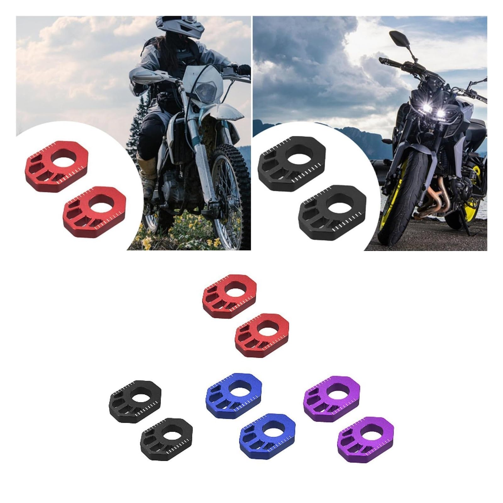 Ajusteur de Chaîne Ajusteur de chaîne de vélo tout-terrain Convient pour Honda CRF250L CRF300L, blocs d'essieu arrière, tendeur de chaîne, pièces hors route Tendeur de Chaîne de Réglage de | Blue
