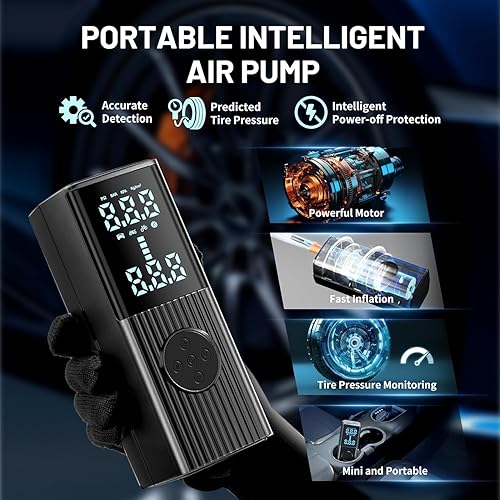 Miniatura 4 de Inflador de neumáticos, juego de compresor de aire portátil, actualización de 20000 mAh, inflado 3 veces más rápido, bomba de aire inalámbrica de